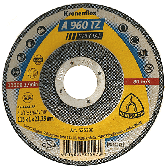 Klingspor Abrasives A960TZ Stainless Steel & Container Cut-Off Wheels 4-1/2"x .045"x 7/8" 5pk