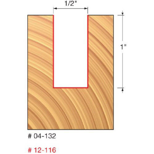 Freud Double Flute, Straight Bit, 1/2" Diameter, 1" Carbide Height, 1/2" Shank