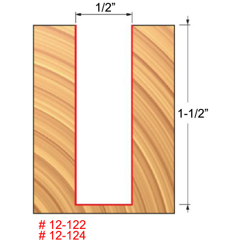 Freud Double Flute, Straight Bit, 1/2" Diameter, 1-1/2" Carbide Height, 1/2" Shank