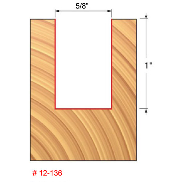 Freud Double Flute, Straight Bit, 5/8" Diameter, 1" Carbide Height, 1/2" Shank