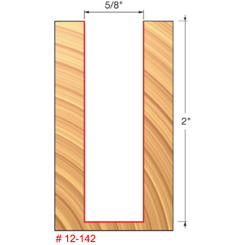 Freud Double Flute, Straight Bit, 5/8" Diameter, 2" Carbide Height, 1/2" Shank