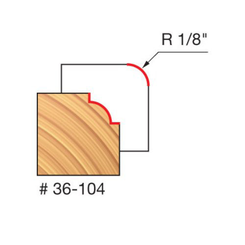 Freud Beading Bit, 1/8" Radius, 3/8" Bearing Diameter, 1/4 Shank, 7/8" Overall Diameter, 2-3/16" Overall Length