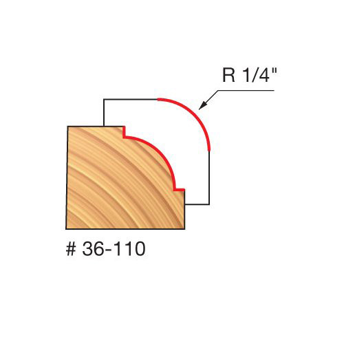 Freud Beading Bit, 1/4" Radius, 3/8" Bearing Diameter, 1/4 Shank, 1" Overall Diameter, 2-3/16" Overall Length