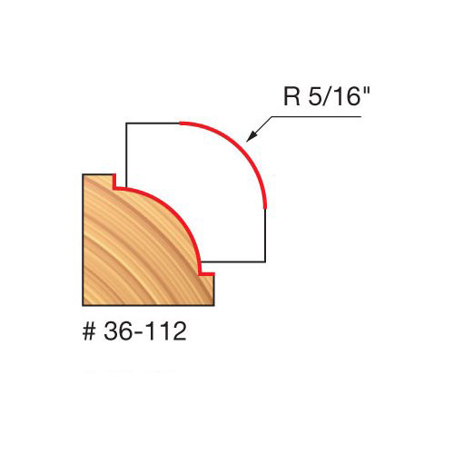 Freud Beading Bit, 5/16" Radius, 3/8" Bearing Diameter, 1/4 Shank, 1-1/8" Overall Diameter, 2-3/16" Overall Length