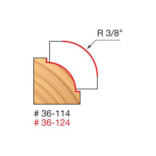 Freud Beading Bit, 3/8" Radius, 3/8" Bearing Diameter, 1/4 Shank, 1-1/4" Overall Diameter, 2-3/16" Overall Length