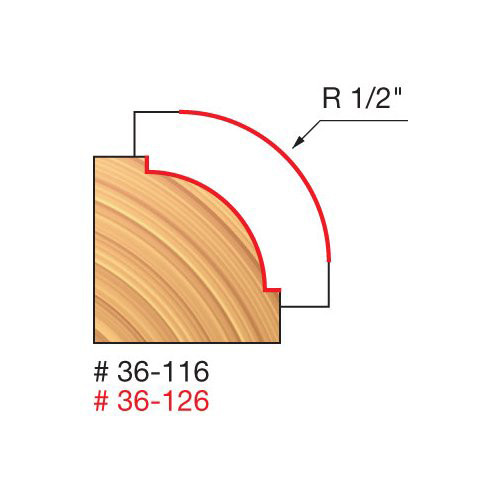 Freud Beading Bit, 1/2" Radius, 3/8" Bearing Diameter, 1/4 Shank, 1-1/2" Overall Diameter, 2-1/2" Overall Length