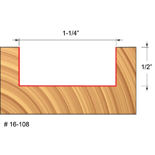 Freud Mortising Router Bit, 1-1/4" Diameter, 1/2" Carbide Height, 1/2" Shank