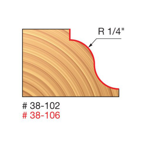 Freud Roman Ogee Profile Bit, 1/4" Radius, 1-3/8" Overall Diameter, 1/4" Shank, 3/8" Bearing Diameter, 2-3/8"