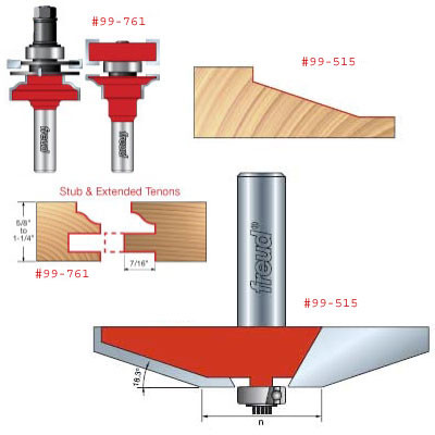Freud Three Piece Adjustable Door Router Bit Set, Ogee Style Profile For 5/8" to 1-1/4" Stock