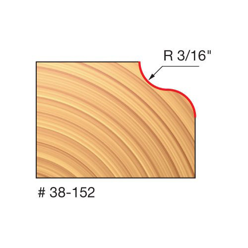 Freud Ogee Profile Bit, 3/16" Radius, 1-1/4" Overall Diameter, 1/4" Shank, 1/2" Bearing Diameter, 2-1/8"