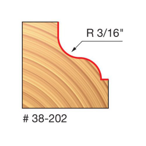 Freud Ogee Fillet Profile Bit, 3/16" Radius, 1-1/4" Overall Diameter, 1/4" Shank, 3/8" Bearing Diameter, 2-1/8"