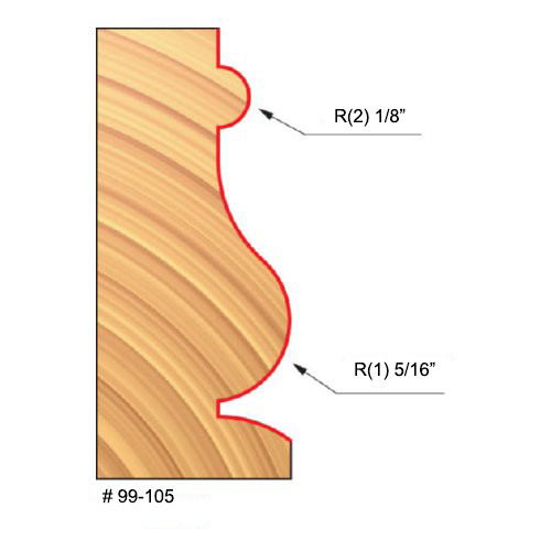 Freud Classical Roman Ogee Router Bit, 5/16" Large Radius,1-5/8" Carbide Height 3-1/2" Overall Length, 1/2" Shank