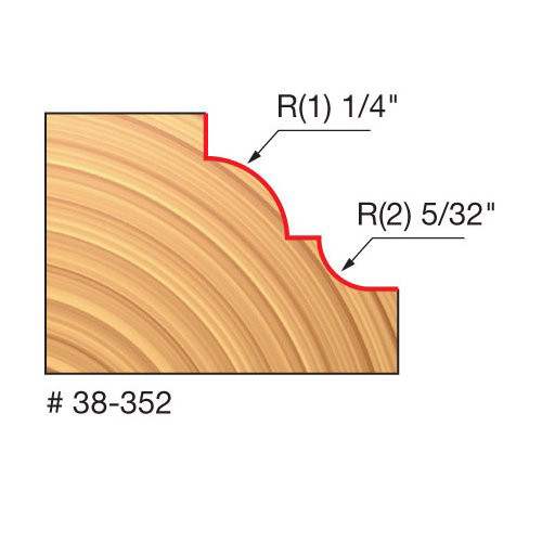 Freud Classic Cove & Bead Bit, 1/4" Radius, 1-1/2" Overall Diameter, 1/4" Shank, 1/2" Bearing Diameter, 2-1/4"