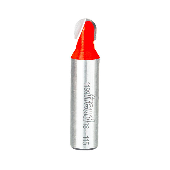 Freud Round Nose Router Bit, 3/16" Radius, 3/8" Carbide Height, 1/2" Shank, 3/8" Overall Diameter