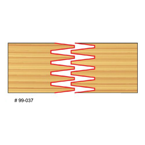 Freud Finger Joint Router Bit, 1-9/16" Carbide Height, 5/16" Cut Depth, 1-3/8" Overall Diameter, 1/2" Shank