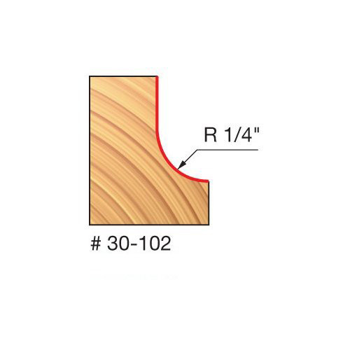 Freud Cove Router Bit, 1/4" Radius, 1/2" Carbide Height, 1/4" Shank, 7/8" Overall Diameter, 2-3/16"