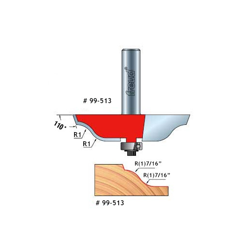 Freud Quadra-Cut Raised Panel Bit, 80 Deg. Angle, 5/8" Carbide Height, 2-3/4" Overall Diameter, 1/2" Shank