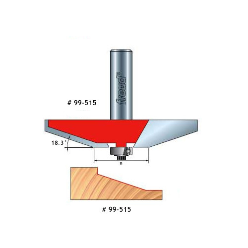 Freud Quadra-Cut Raised Panel Bit, 18 Deg. Bevel, 1/2" Carbide Height, 2-1/2" Overall Diameter, 1/2" Shank