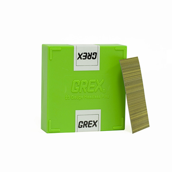 Grex 23 Gauge, 1-3/8" Long, Galvanized Headless Pin Nails, Box of 10,000