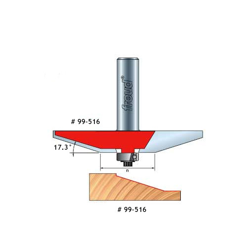 Freud Quadra-Cut Raised Panel Bit, 17 Deg. Bevel, 1/2" Carbide Height, 2-1/2" Overall Diameter, 1/2" Shank