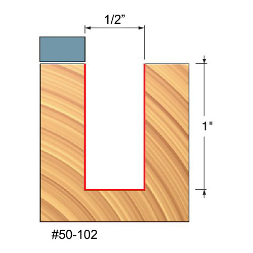 Freud Top Bearing Flush Trim Router Bit 1" Carbide Height, 1/4" Shank, 1/2" Diameter, 2-5/8" Overall Length