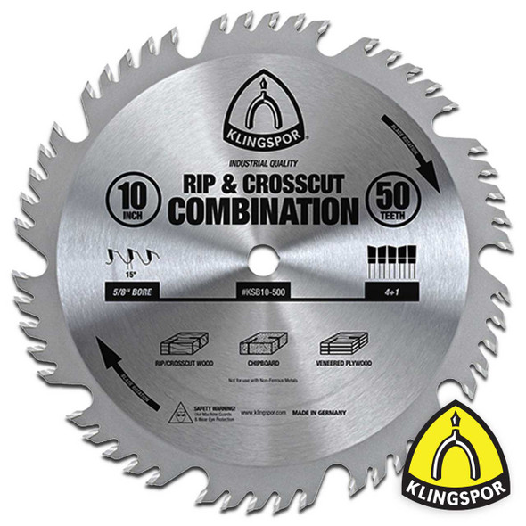 Klingspor's Rip & Crosscut Combination Blade, 10"x 50 Teeth