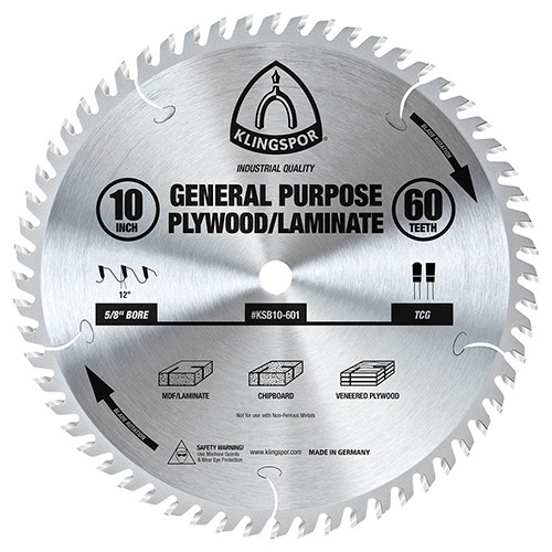 Klingspor's Plywood/Laminate Blade, 10"x 60 Teeth