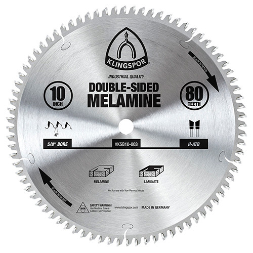 Klingspor's Double Sided Melamine Blade, 10"x 80 Teeth