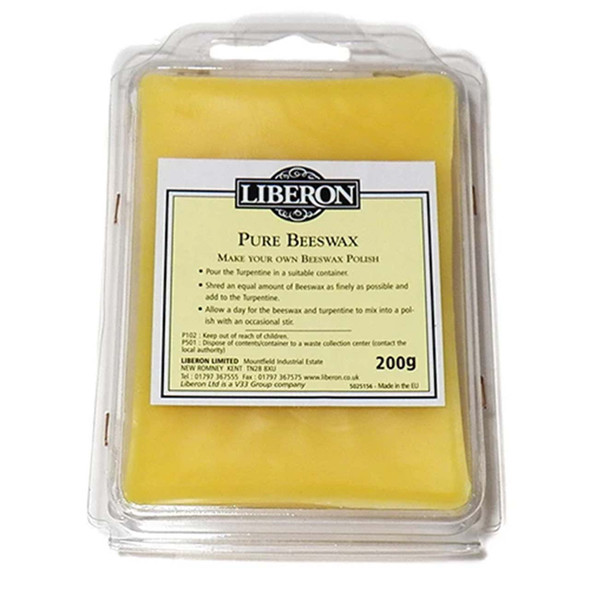 Liberon Pure Beeswax Block, 200Grams, 5" Long X 3-3/8" Wide X 7/8" Thick