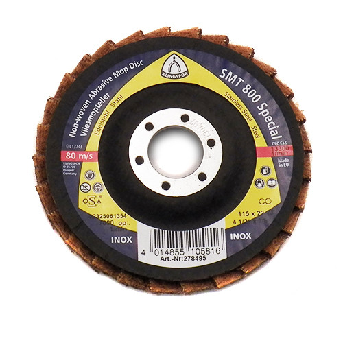Klingspor Abrasives SMT800 Non-Woven Flap Disc, Medium, 4-1/2"x 7/8" Center Hole