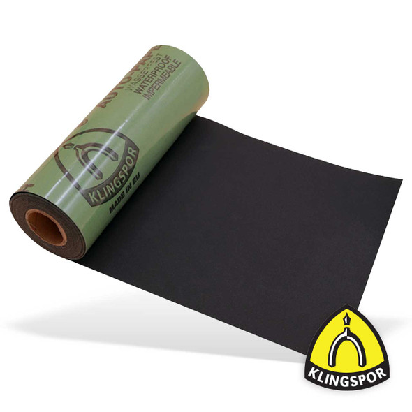 Klingspor Abrasives 6"x 5 Meter (16.4') Pressure Sensitive Adhesive, Wet/Dry Silicon Carbide Roll, 1500 Grit