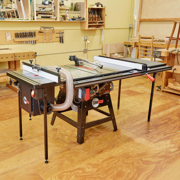 Contractor 1.75HP Saw with 36” Professional T-Glide Fence, Rails & Extension Table