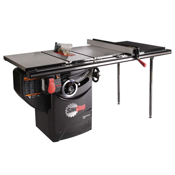 Professional 1.75HP Cabinet Saw with 36” Professional T-Glide Rip Fence, Rails & Extension Table