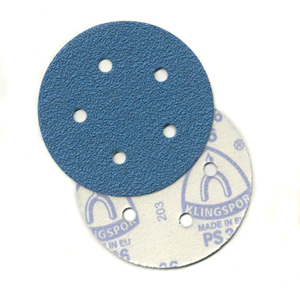 Klingspor Abrasives AZ-Plus Alumina Zirconia, 5"x 5 Hole, Hook & Loop, 120 Grit Discs, 50pk