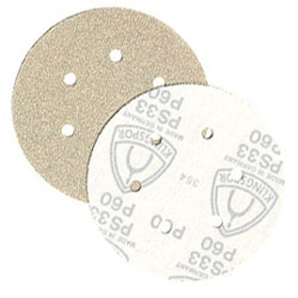 Klingspor Abrasives Stearate Aluminum Oxide, PS33, 6"x 6 Hole, 220 Grit, Hook & Loop Discs, 50pk