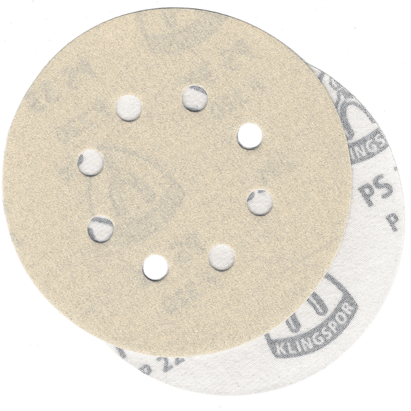 Klingspor Abrasives Stearate Aluminum Oxide, PS33, 5"x 8 Hole, 220 Grit, Hook & Loop Discs, 10pk