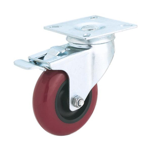 4" Poly Caster W Plate & Wheel Lock