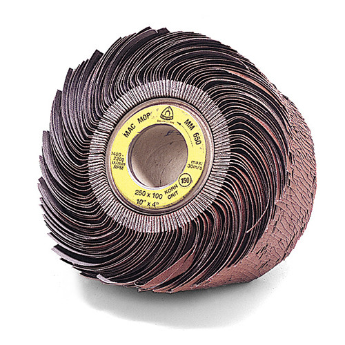 Klingspor Abrasives Mac Mop 10"x 4" 120 Grit, W/ 1-1/4" Motor Arbor Mounting Plates