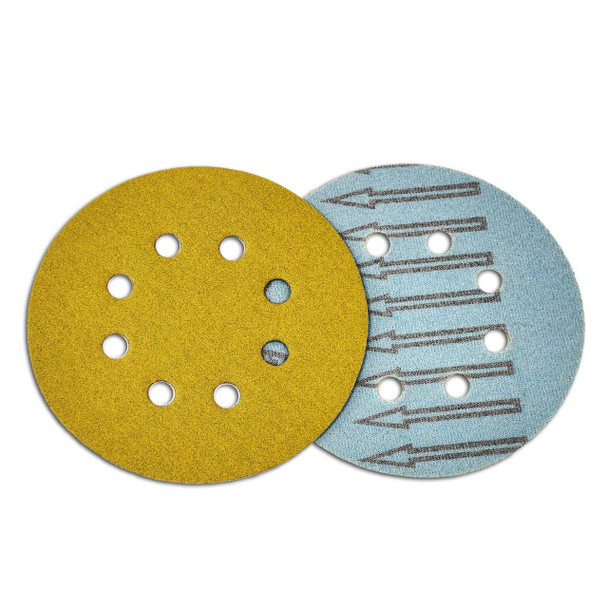 5"X 8 Hole Gold 220 Grit H&L Disc 10pk