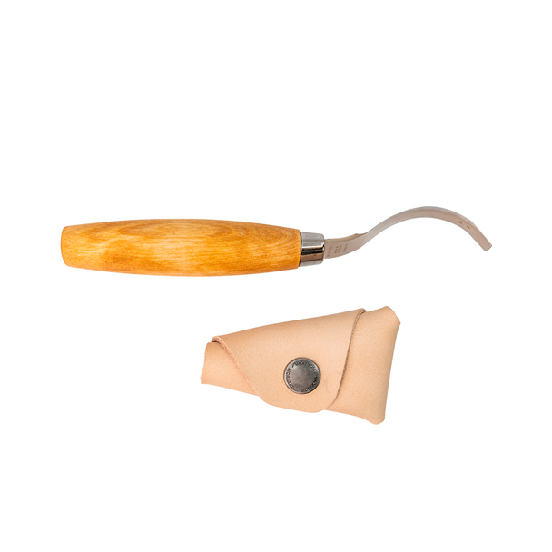 Mora No.163 Double Edge Hook Knife Shallow Cut w/ Leather Sheath