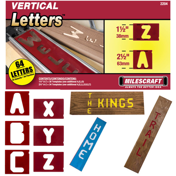 Milescraft 1-1/2" and 2-1/2" Vertical Letter Template Set