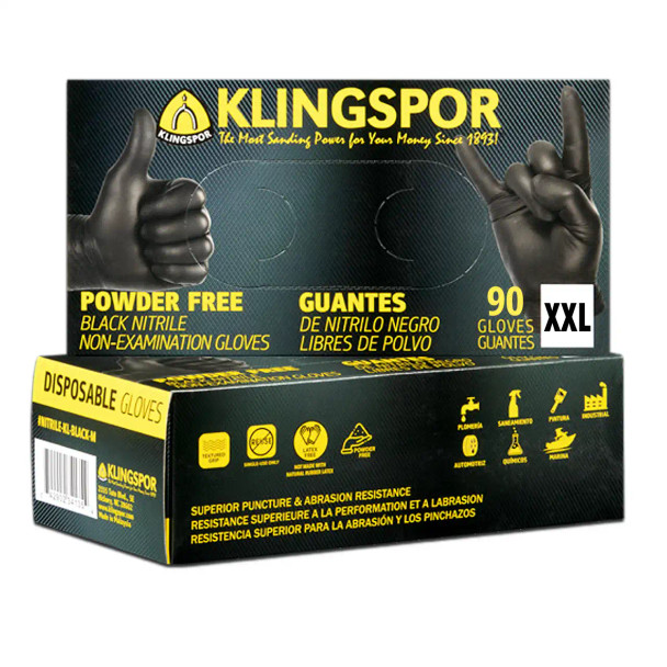 Klingspor XX-Large Black Nitrile Gloves 90pk