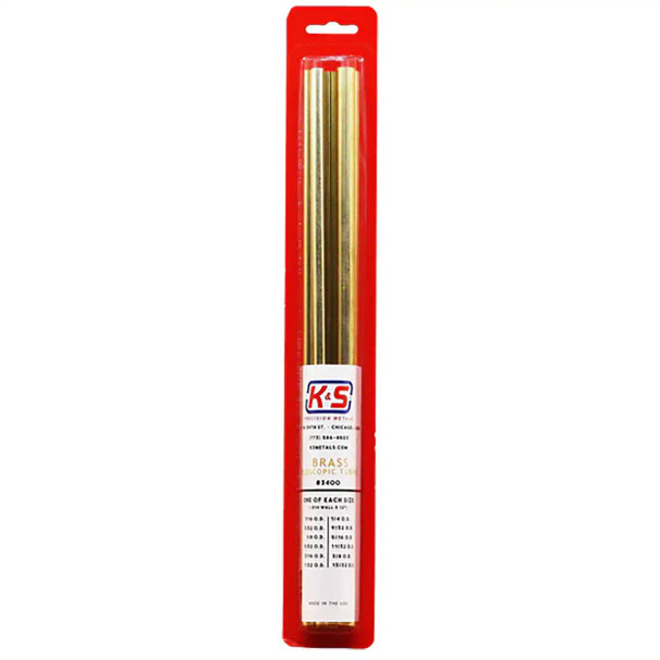 Round Brass Telescopic Tubing Kit W/ x12 Tubes 12" Long