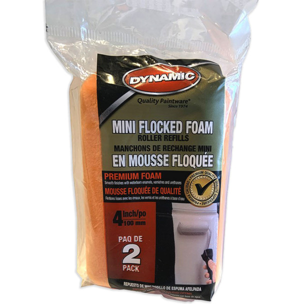Dynamic 4" Flocked Foam Mini Roller Cover (2pk)