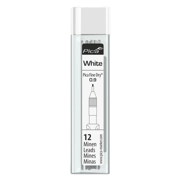 Pica Fine Dry .9mm 12.Pk. All White Refills