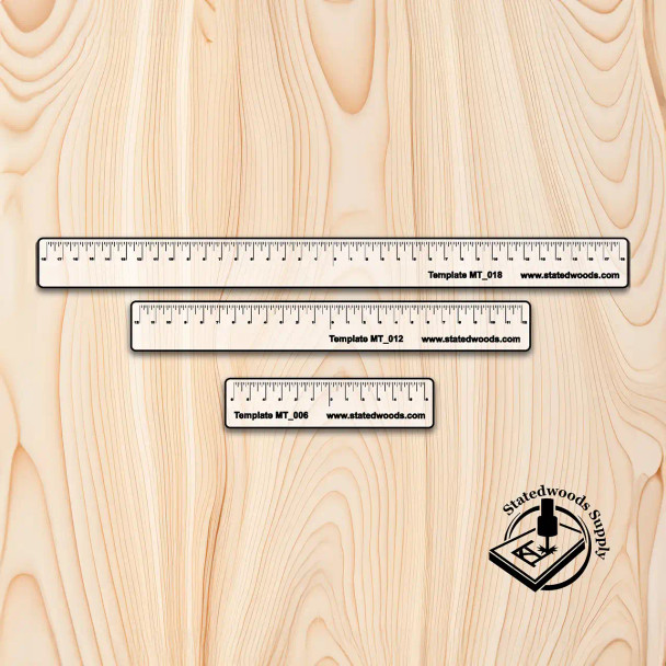 Statedwood Equal Distance Clear Measuring Ruler 3pc Kit (6+12+24")