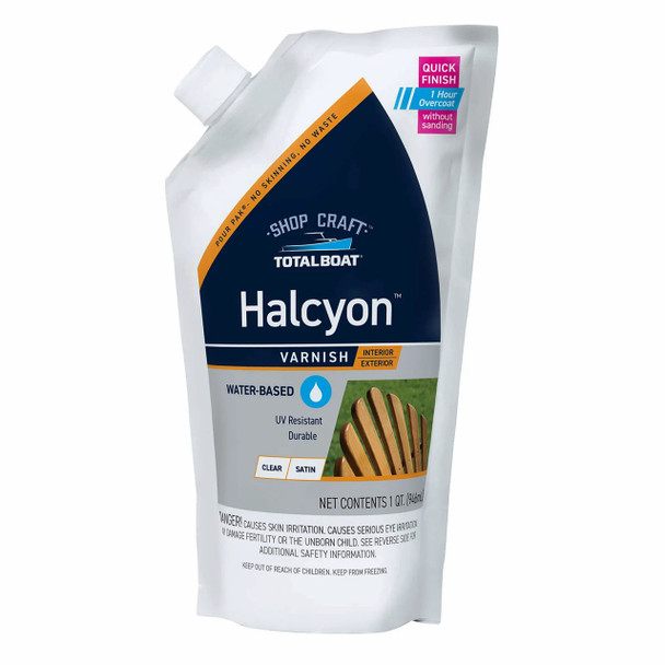 TotalBoat Halcyon Satin Water-Based Marine Varnish Quart