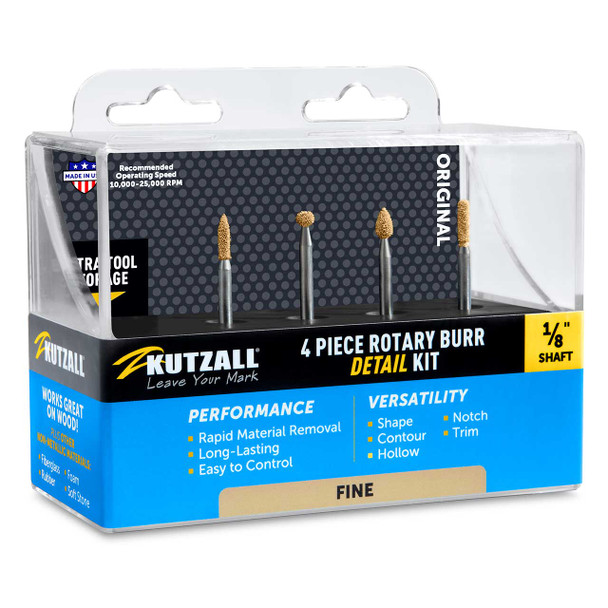 Kutzall 1/8" Shank Rotary Burr Fine Detail Kit 4pc