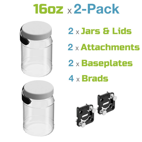 *CLOSEOUT* Wallwerx 2pk Of 16oz Jars For Peg Board