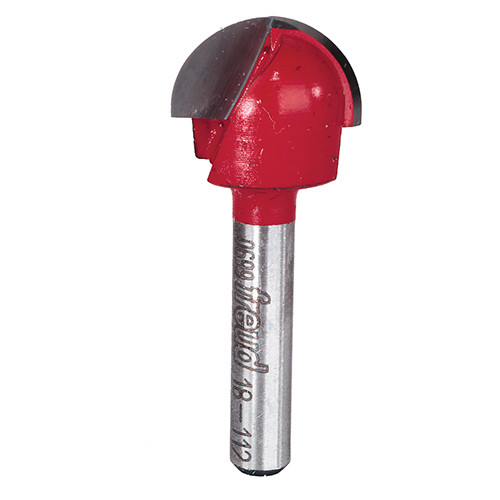 Freud Round Nose Router Bit, 3/8" Radius, 7/16" Carbide Height, 1/4" Shank, 3/4" Overall Diameter